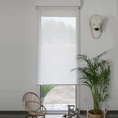 Store enrouleur voile tissu mesh - gamme Must - Blanc perle