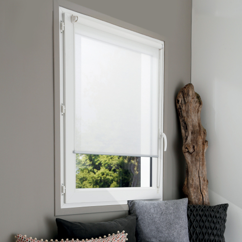 Store enrouleur voile mesh sans percer - gamme Must - Blanc