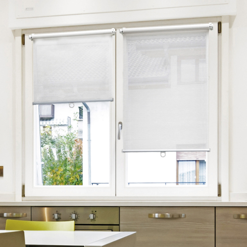 Store enrouleur voile automatique sans percer - Blanc