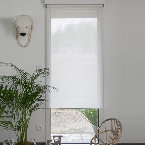 Store enrouleur voile de lin blanc gamme Must - Blanc