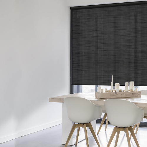 Store enrouleur voile texturé lurex gamme Must - Noir