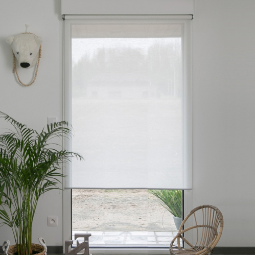 Store enrouleur voile E-roll motorisé - blanc