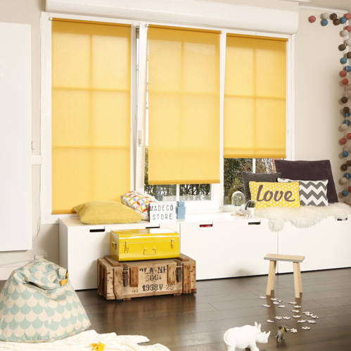 Store enrouleur tamisant sans percer - Moutarde