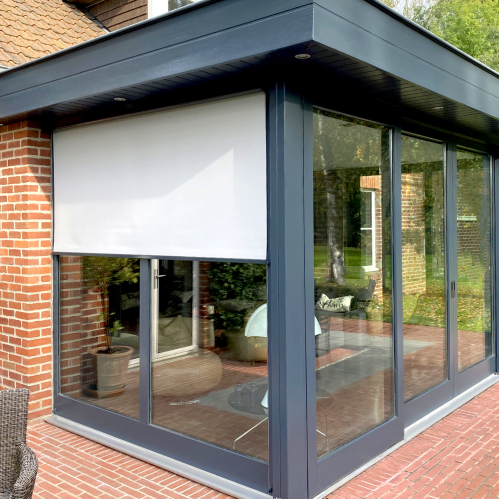 Store enrouleur extérieur screen motorisé - coffre gris