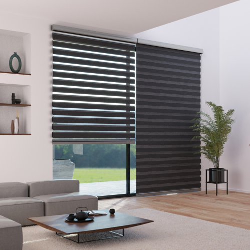 Store enrouleur jour nuit gris anthracite alutech avec coffre - gamme Must