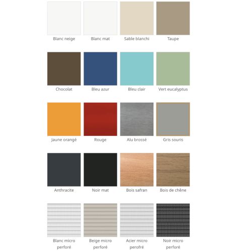 Échantillons de lame pour store vénitien aluminium