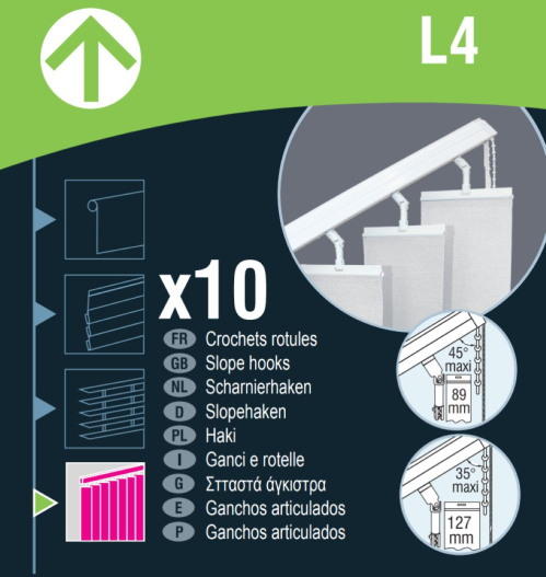 Encart face crochets rotules BVO L4 blancs