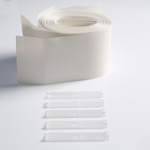 Contenu boite lamelles verticales 89mm Screen Blanc sans chainette pour store californien